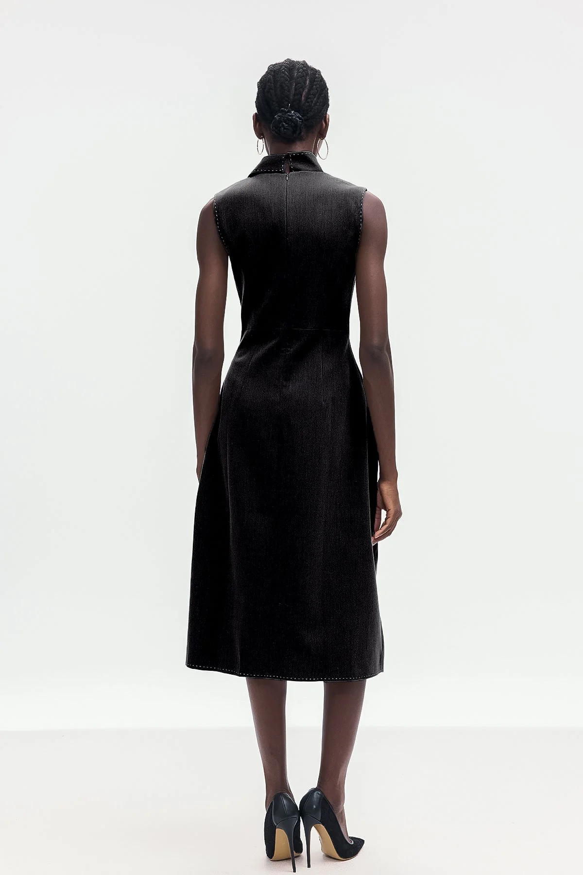 Black Asymmetric Split Sleeveless Maxi Dress