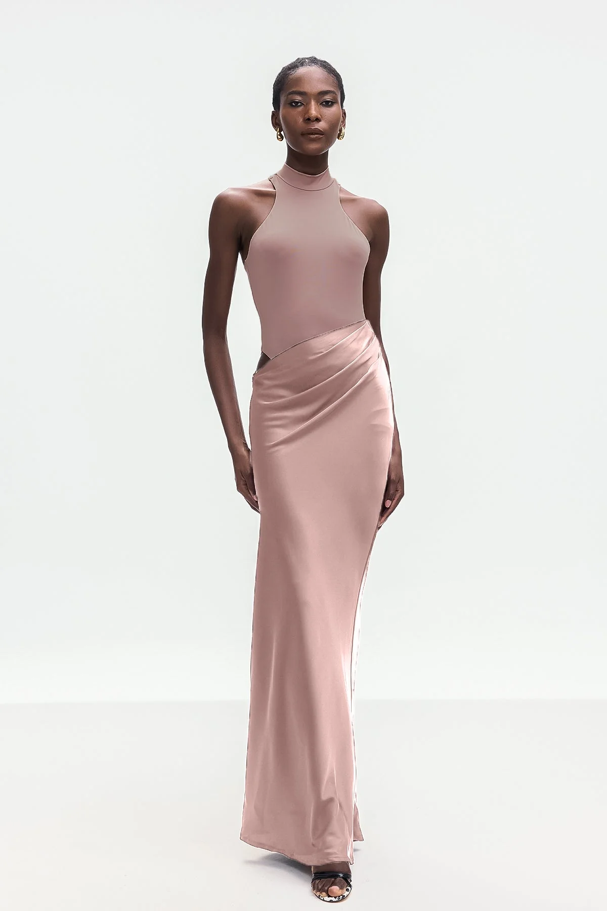 Pink Satin Tank Top Maxi Dress - Elegant Chic Style