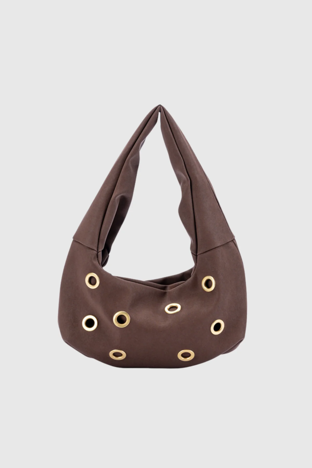 Brown Studded Shoulder Bag - Stylish & Edgy Accessory