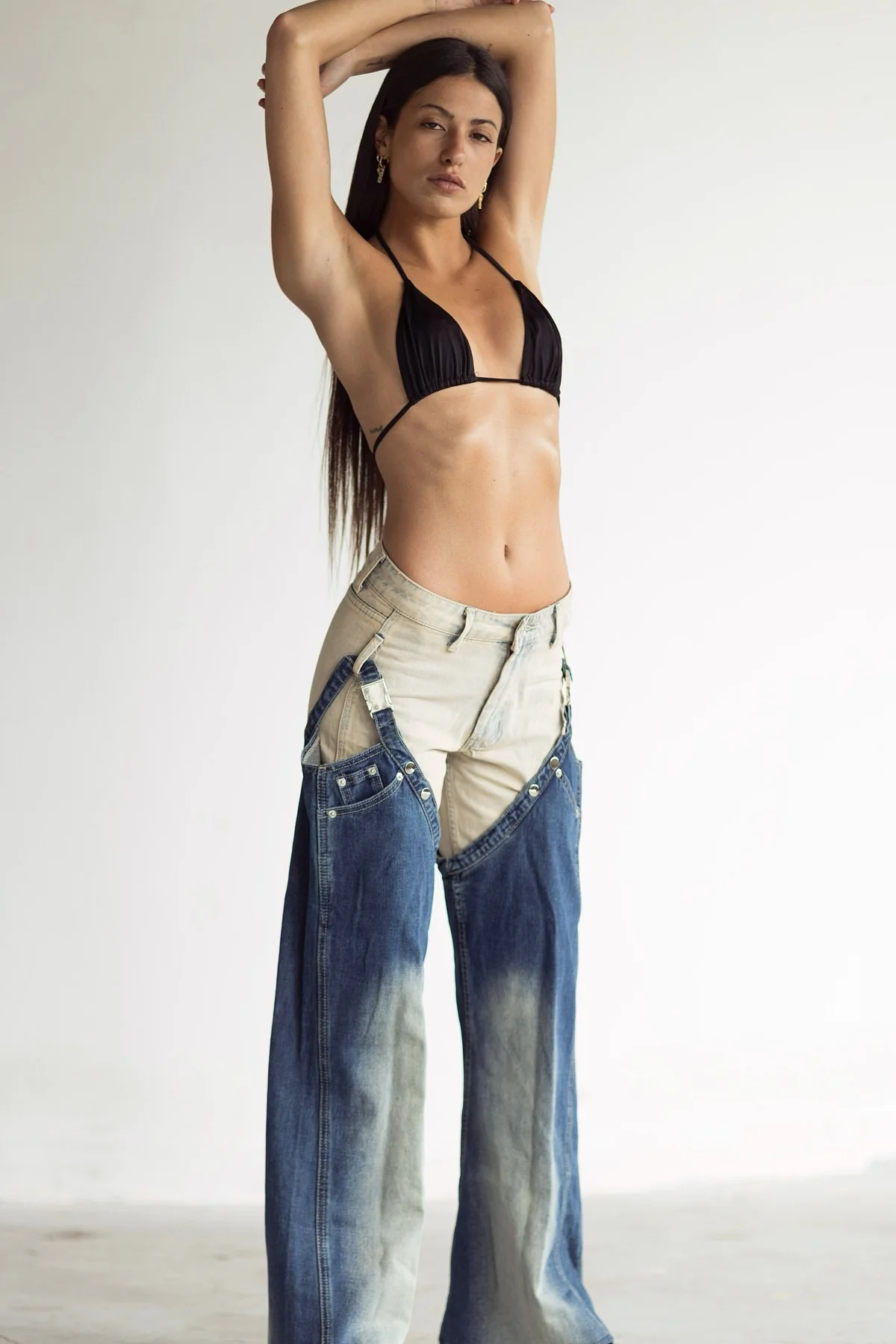 Deconstructed Two-Piece Blue Jeans