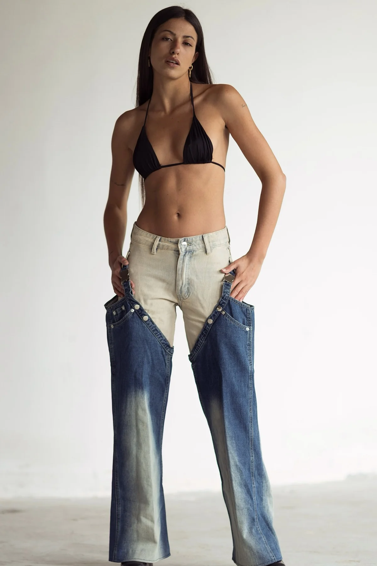 Deconstructed Two-Piece Blue Jeans