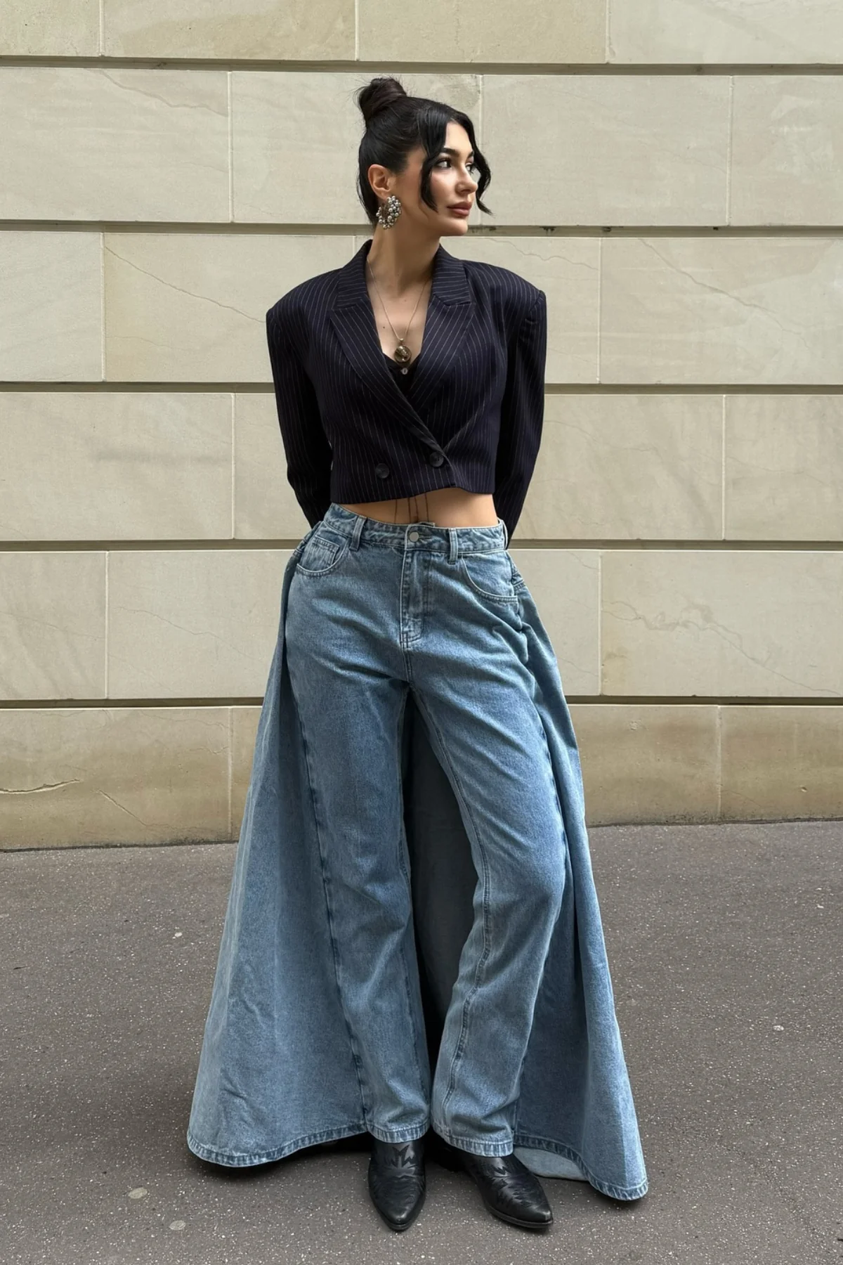 Patchwork Denim Skirt Jeans for Women