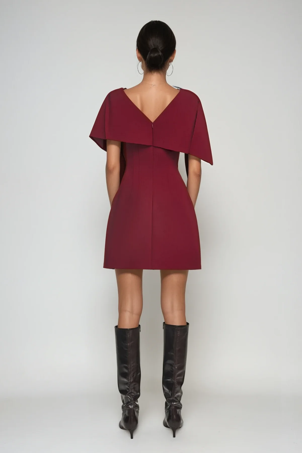 Red Shawl Ruch Bodycon Mini Dress - Evening Wear Chic Style