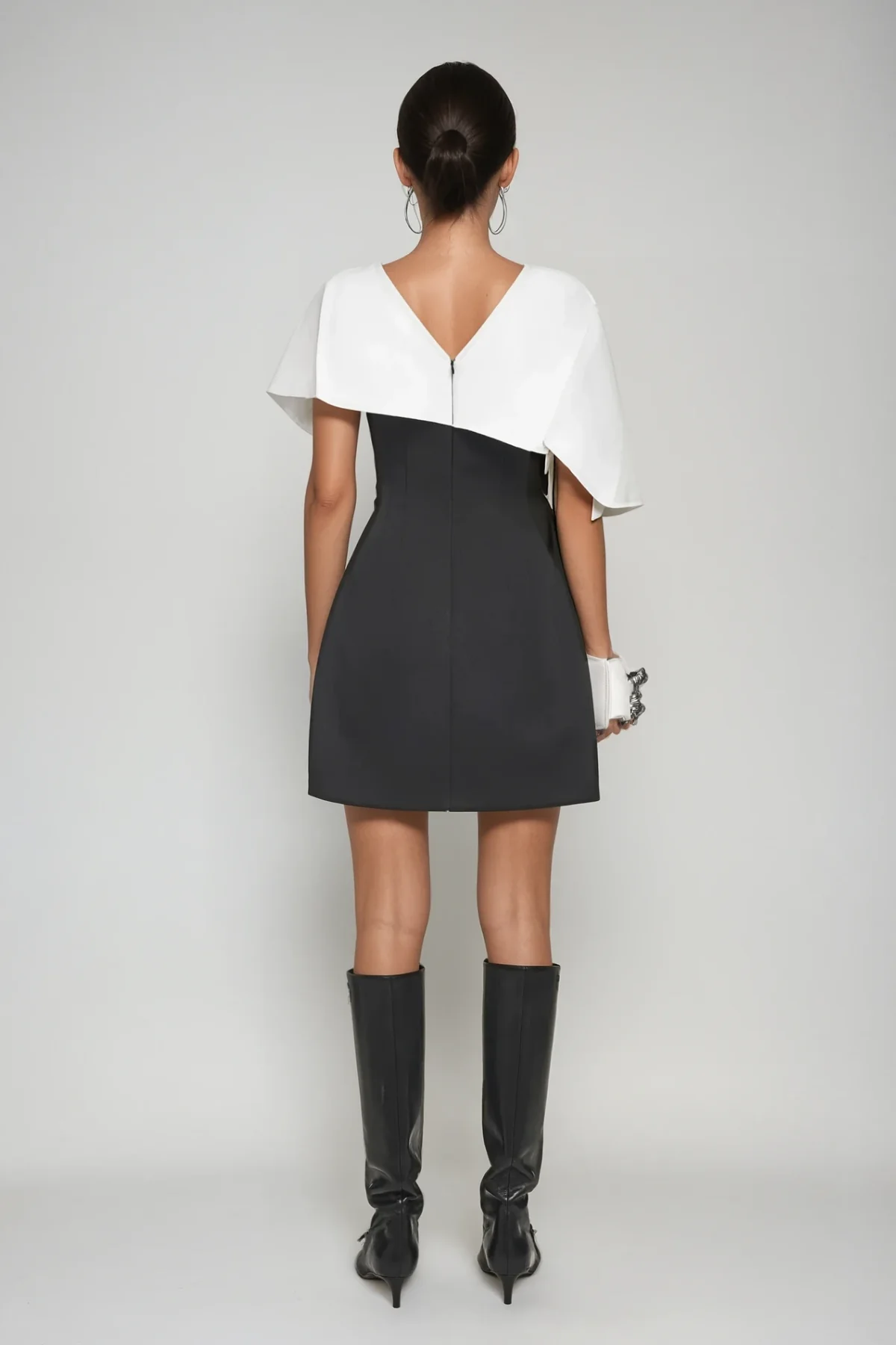 Black Shawl Ruch Bodycon Mini Dress - Elegant Evening & Daytime Essential