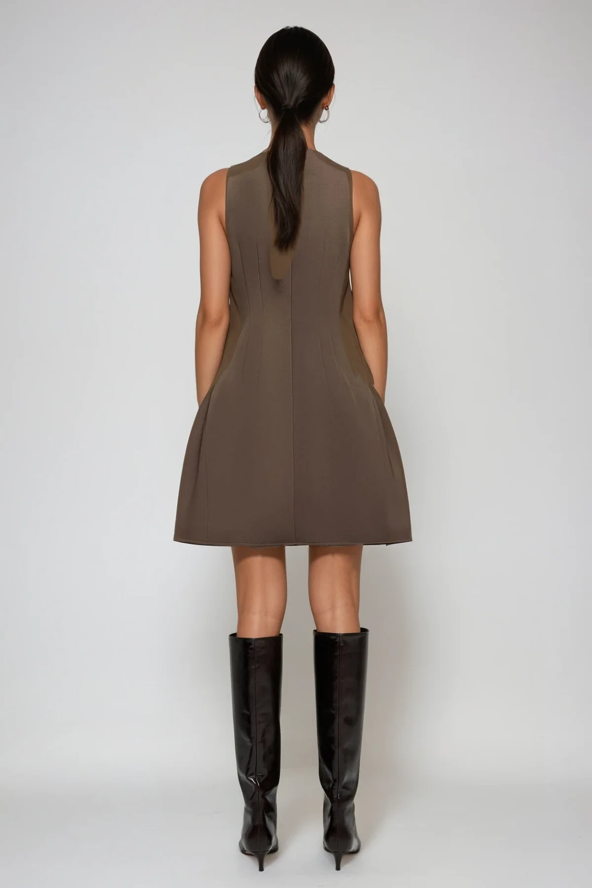 Brown Sleeveless Mini Dress for Versatile Styling
