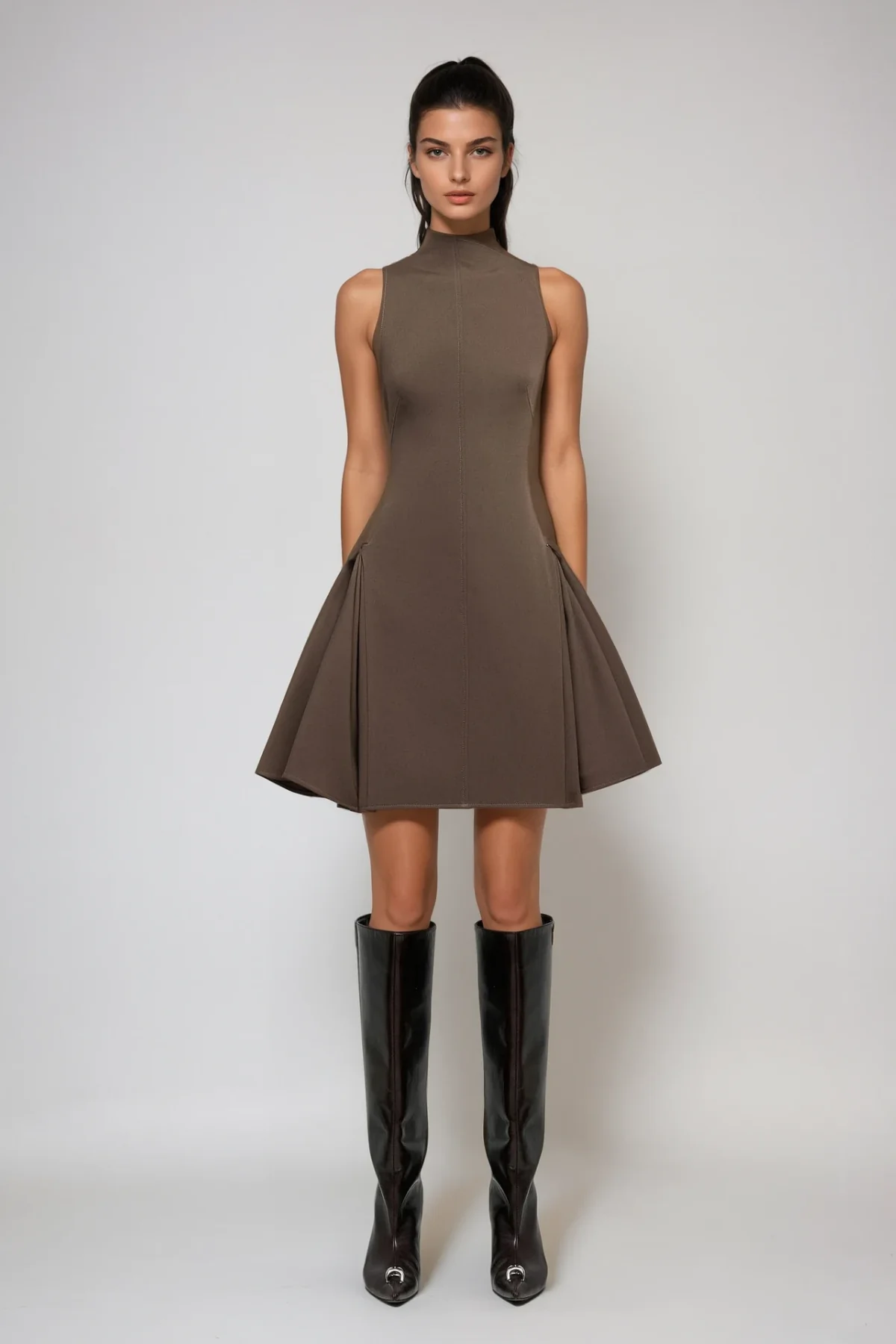 Brown Sleeveless Mini Dress for Versatile Styling