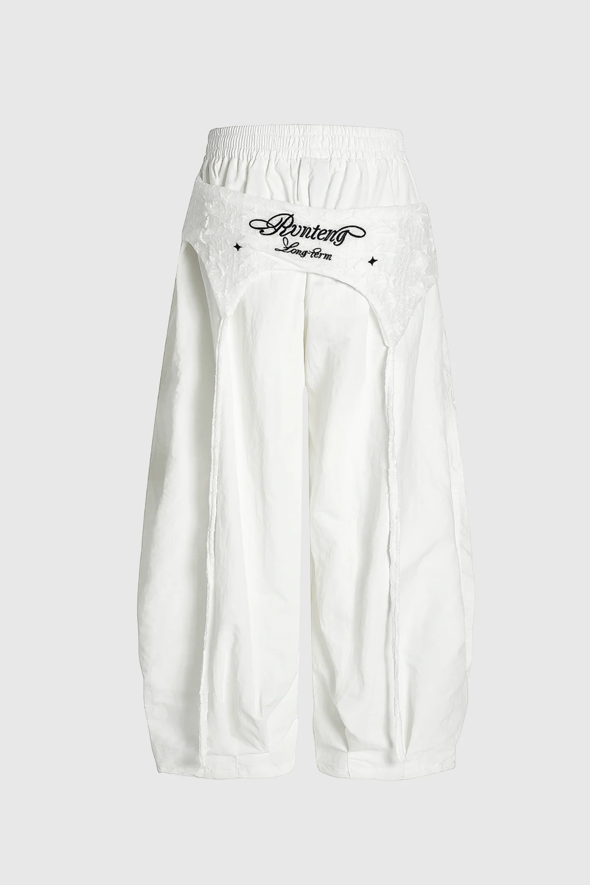 White Asymmetric Deconstruct Wide Pants for Avant-Garde Style