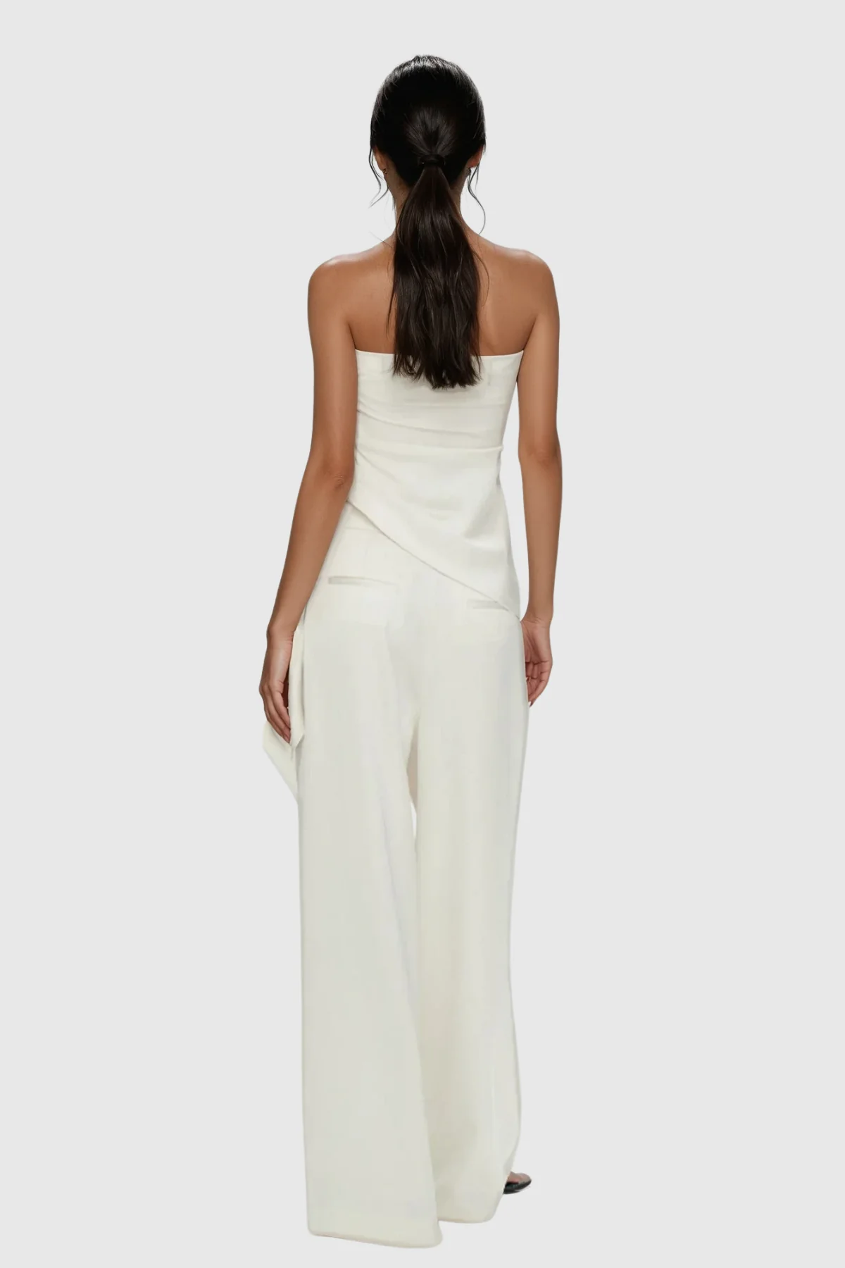 White Satin Lace-Up Pants Set