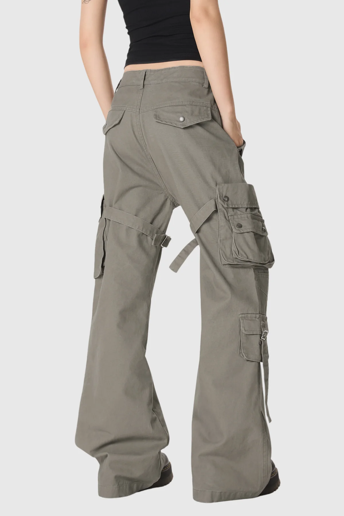 Grey Cargo Jeans with Multiple Pockets for Men