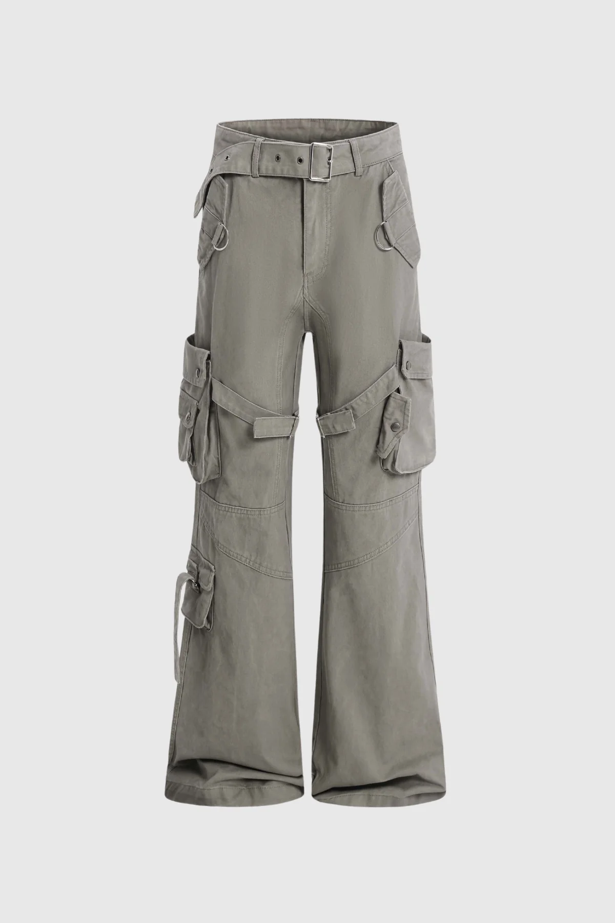 Grey Cargo Jeans with Multiple Pockets for Men