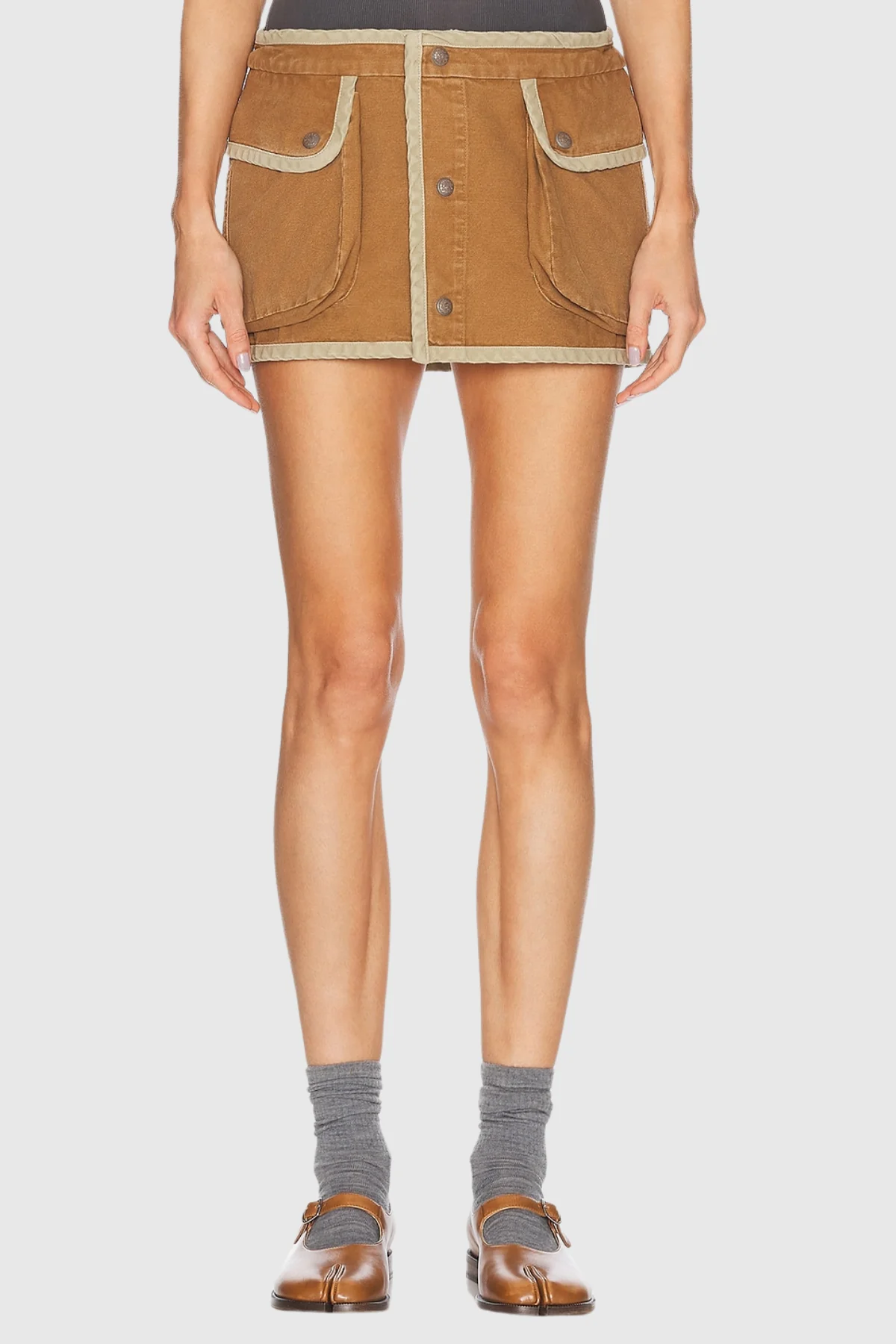 Brown Tailored Mini-Length Pants