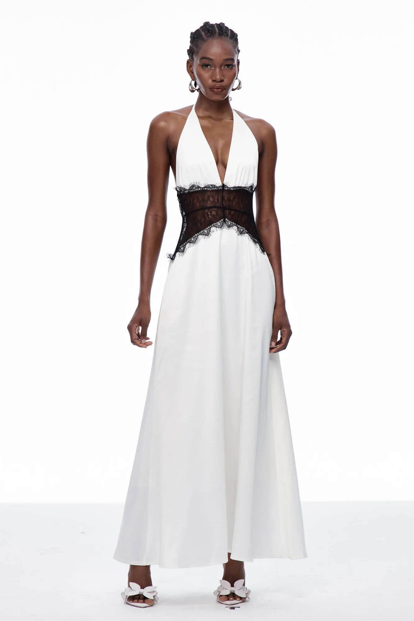 White Lace Backless Maxi Dress - Elegant Evening Wear