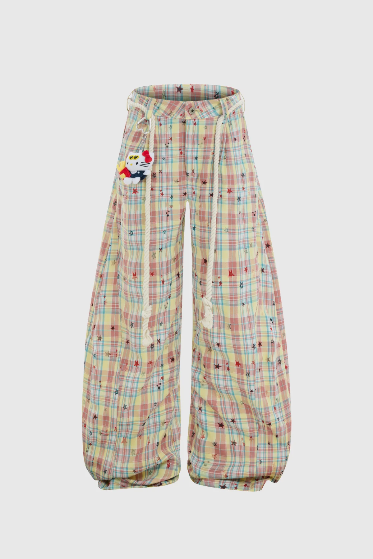 Yellow Grid Star Denim Jeans for Bold Style