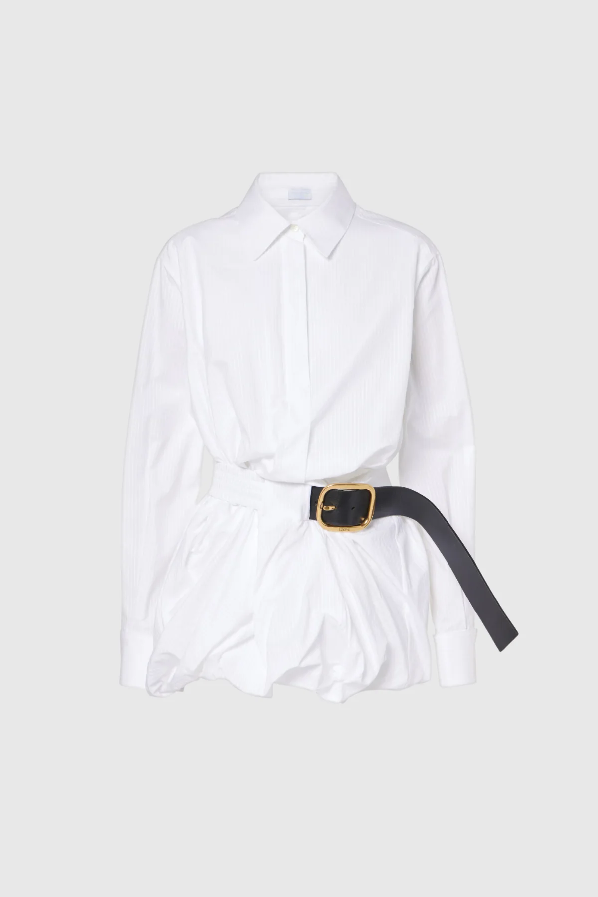 White Ruched Buckle Womens Shirt - Elegant Stylish Design