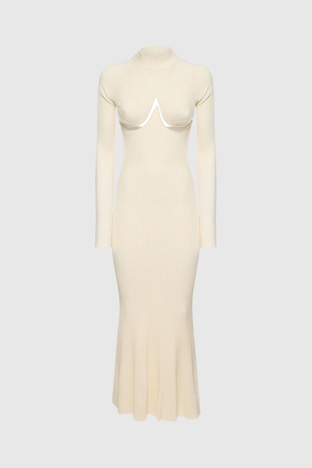 Apricot Ruffle Knit Maxi Dress with Cutout Design