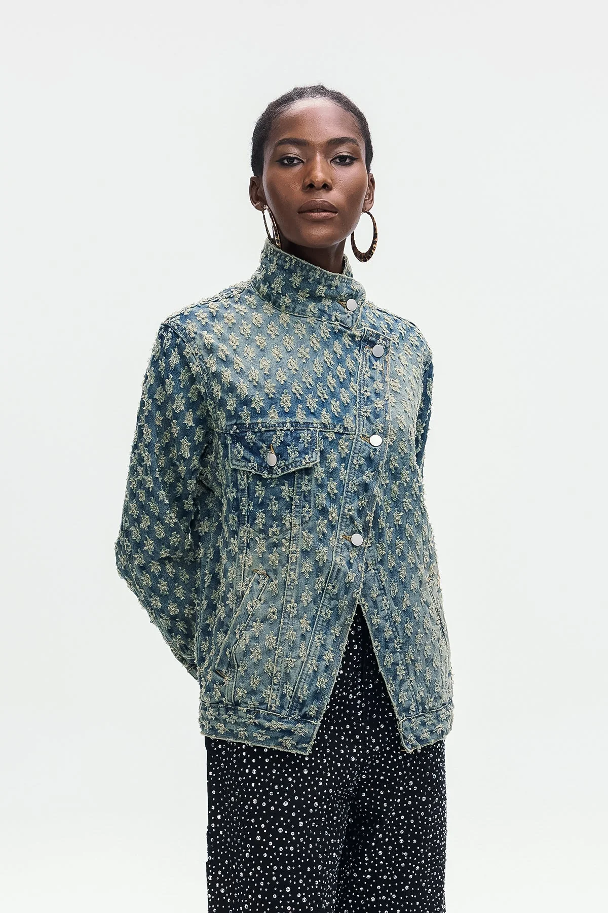 Asymmetric Blue Denim Jacket with Modern Twist