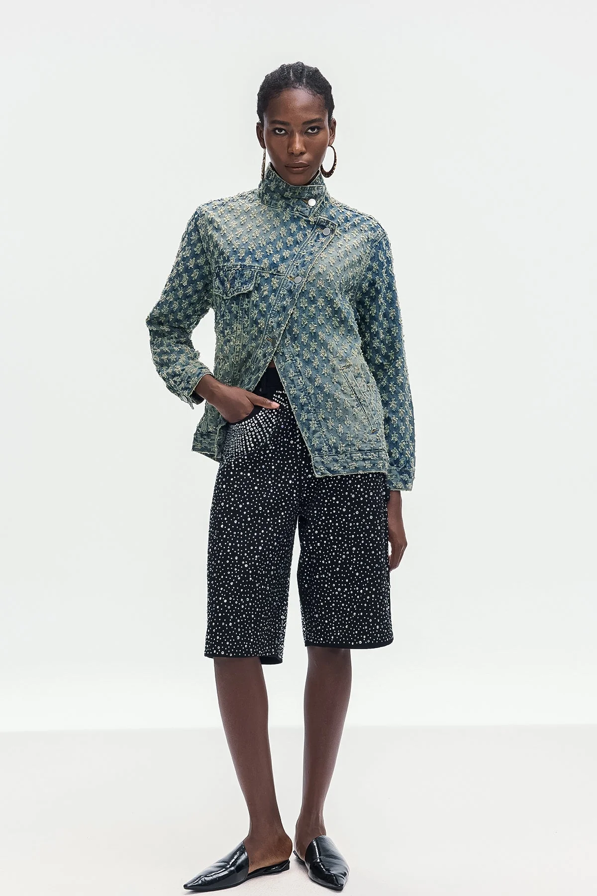 Asymmetric Blue Denim Jacket with Modern Twist