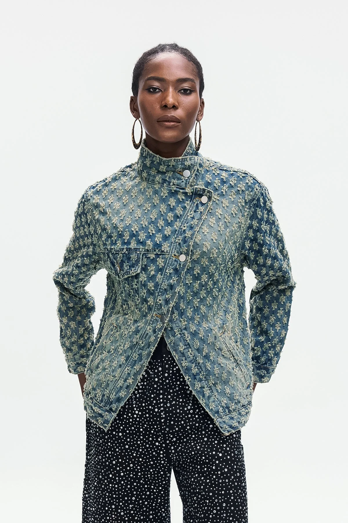 Asymmetric Blue Denim Jacket with Modern Twist