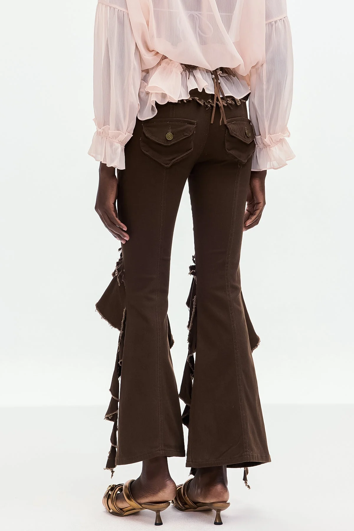 Brown Fringe Bootcut Jeans for Women