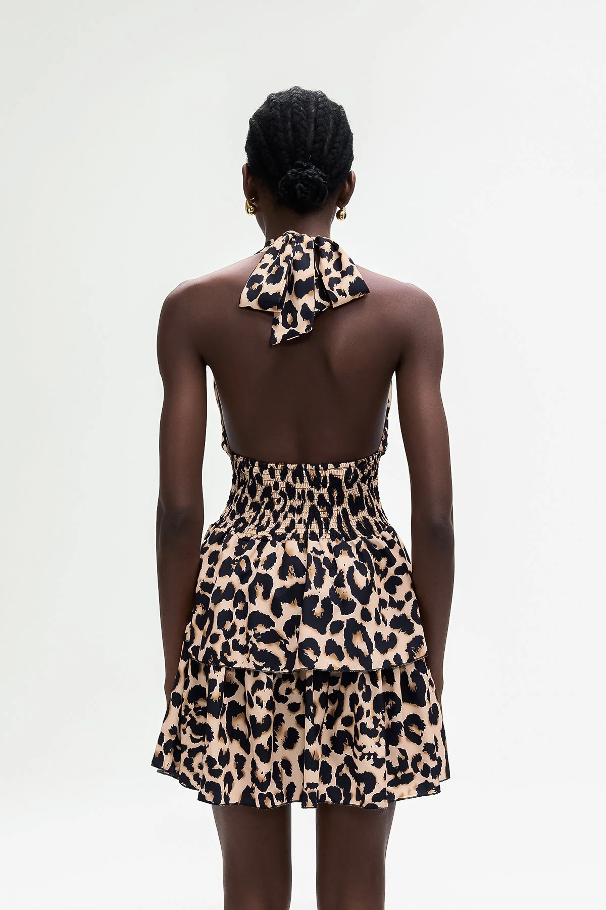 Leopard Ruffle Mini Dress Brown Romantic Coquette Style