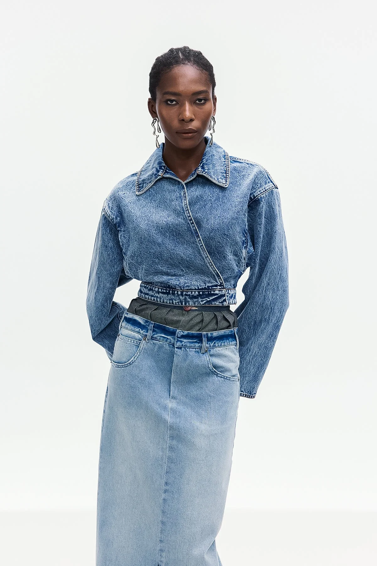 Asymmetric Blue Denim Jacket for Urban Edge Style