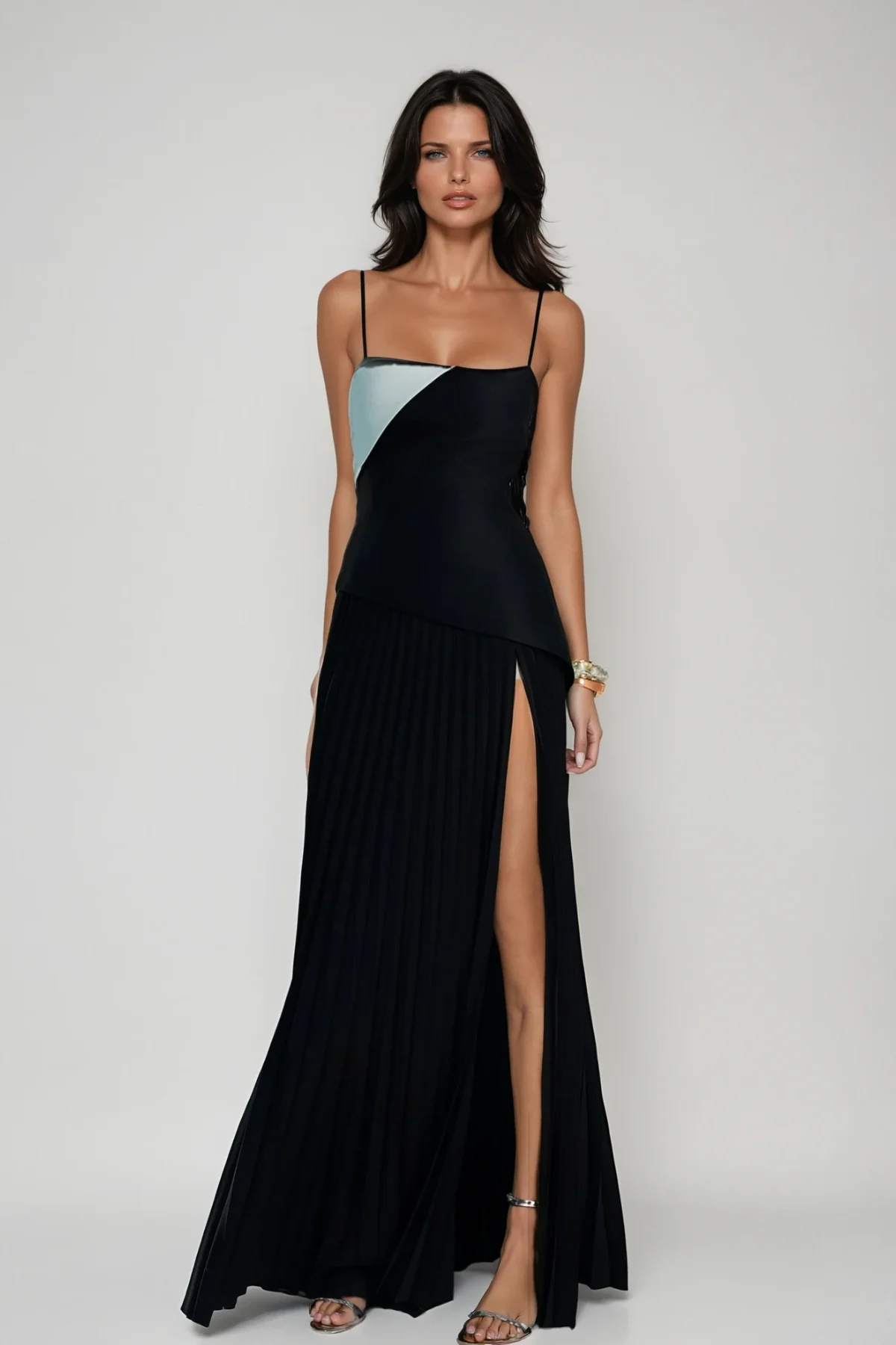 Elegant Black Spaghetti Strap Maxi Dress