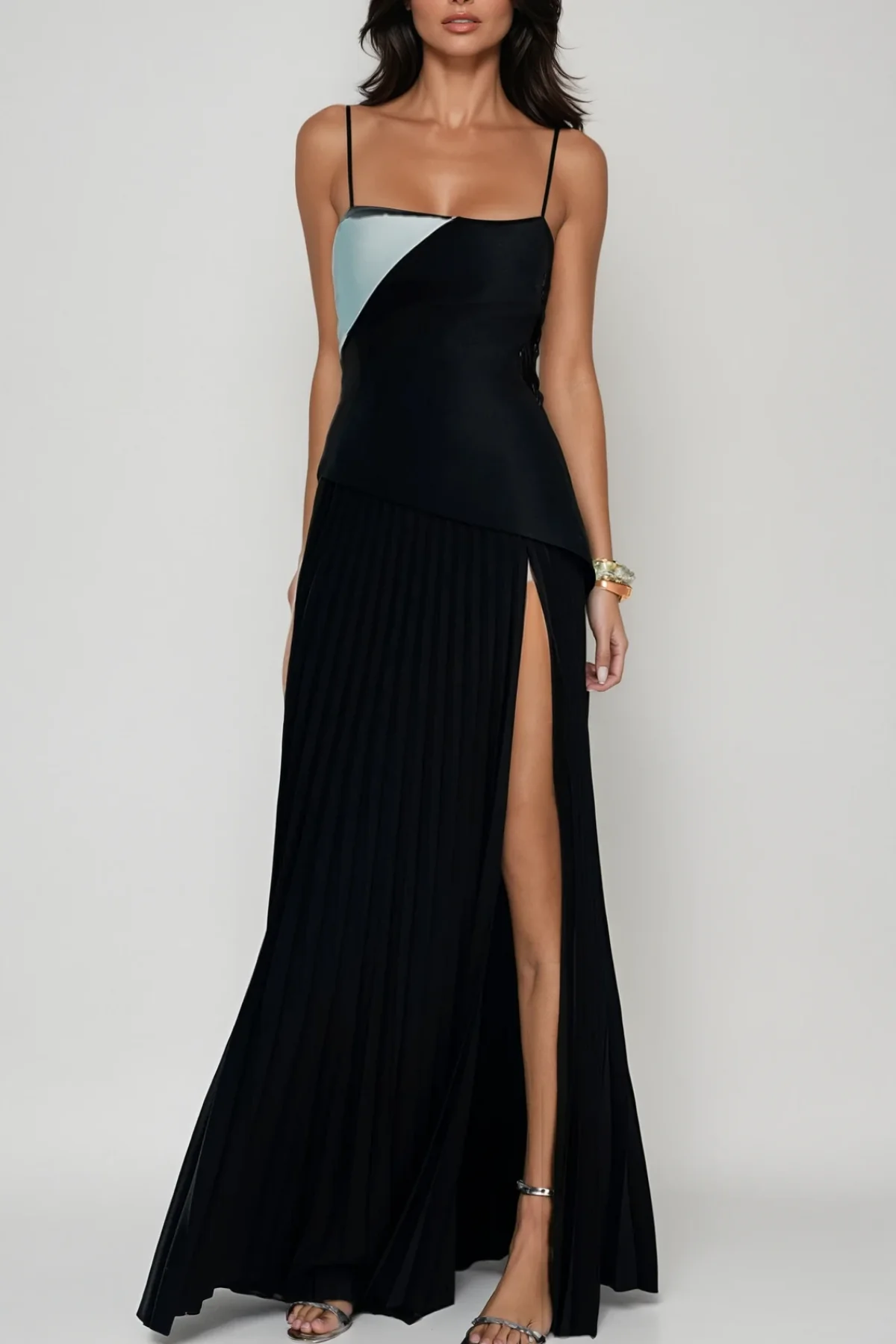 Elegant Black Spaghetti Strap Maxi Dress