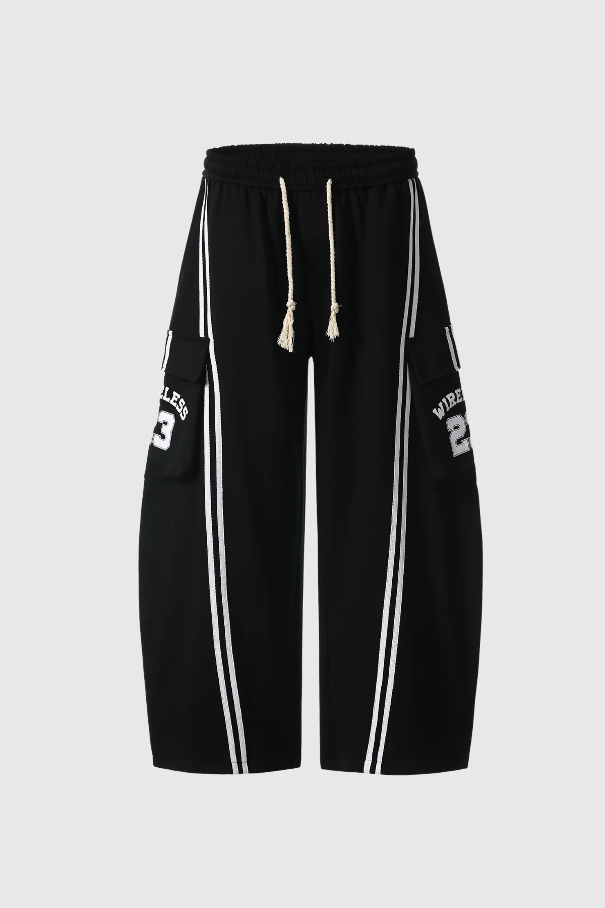 Black Striped Wide Leg Pants for Women