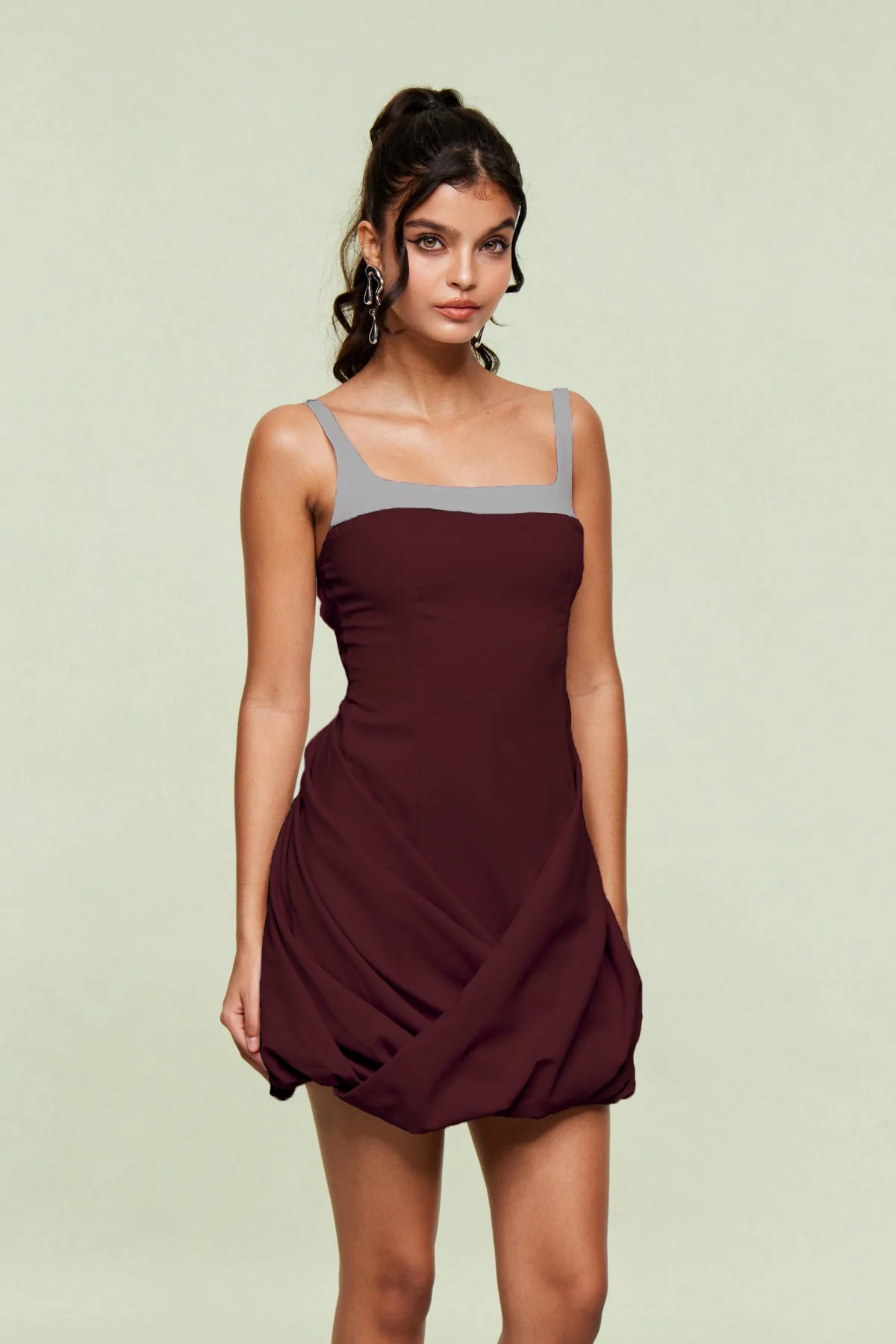 Elegant Ruched Red Mini Dress - Ideal for Daytime & Evening Events