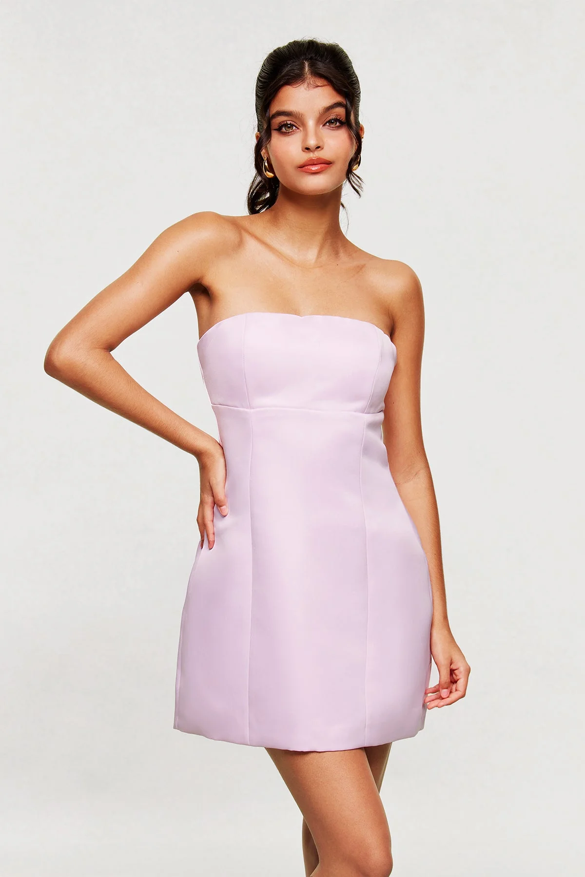Pink Strapless Mini Dress - Stylish Modern Evening Wear