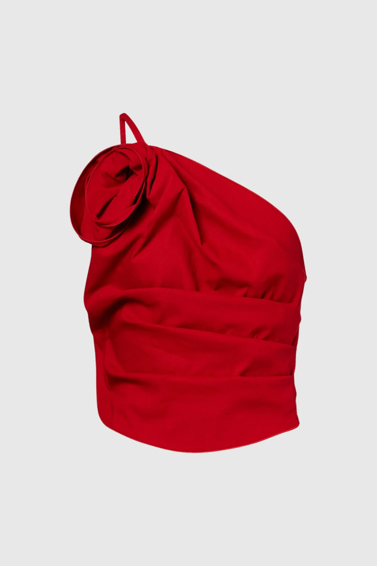 Floral Asymmetrical Shoulder Top in Red | Versatile Chic Design