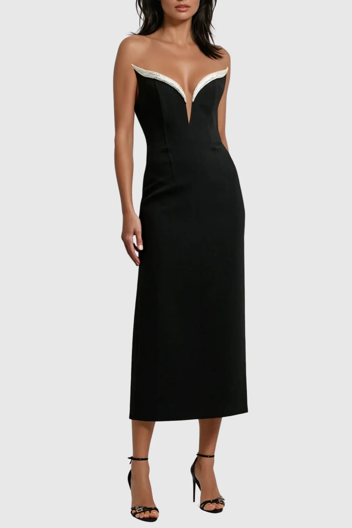 Black Rhinestone Bandage Maxi Dress