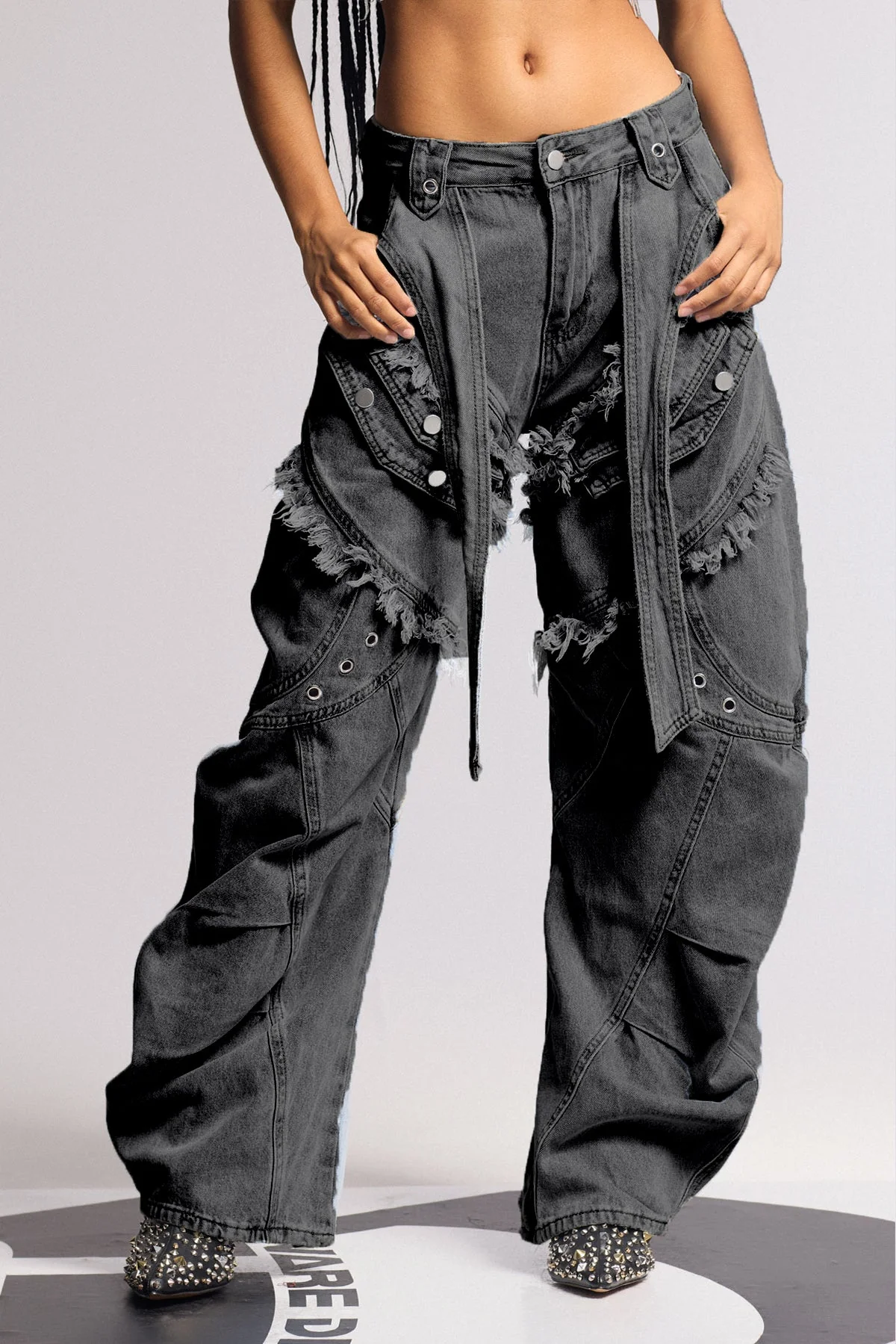 Black Deconstructed Baggy Jeans for Men - Urban Edge Style