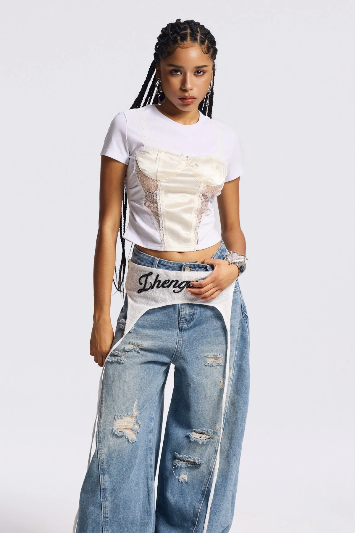 White Cutout Mesh T-Shirt for Women - Breathable and Stylish