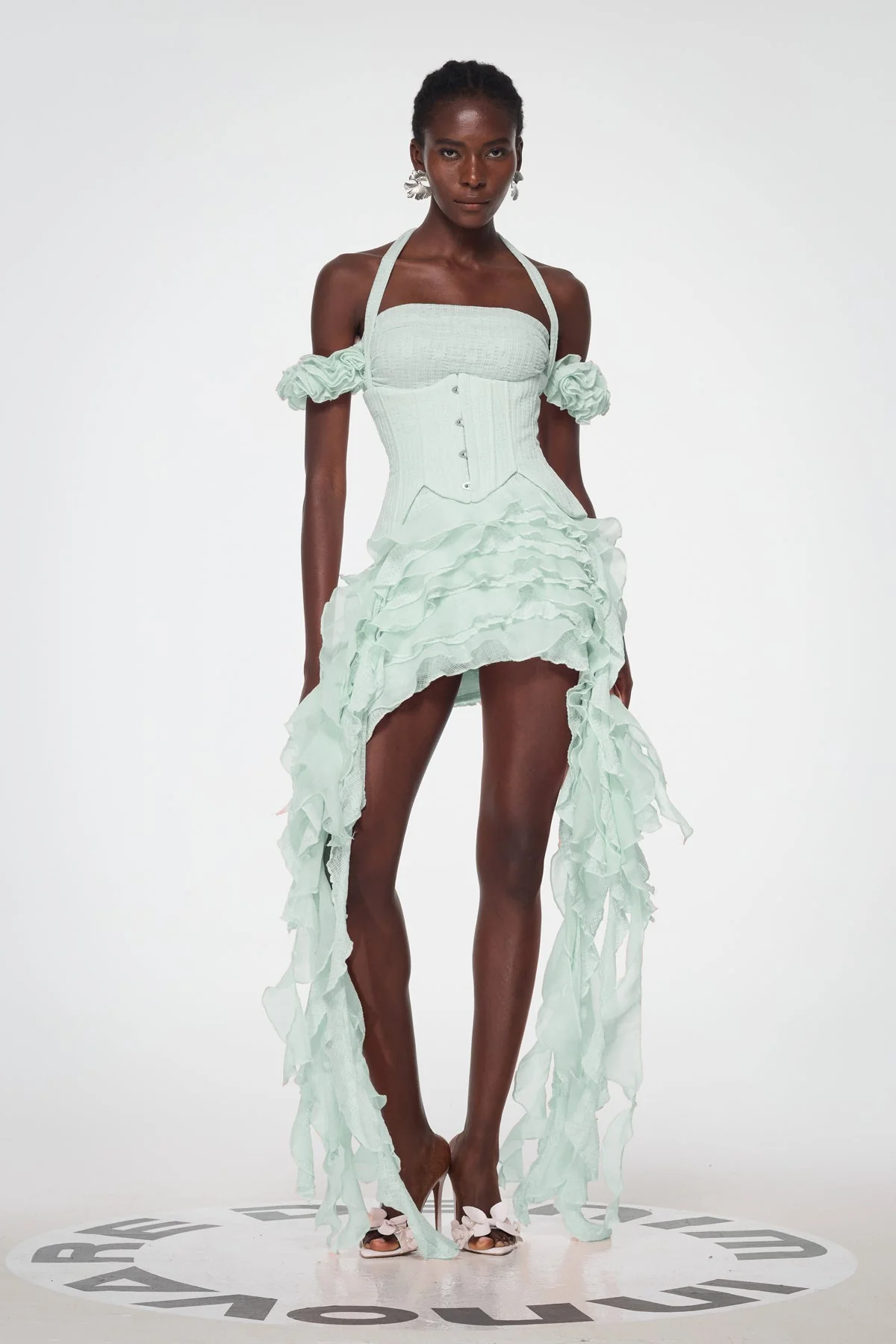 Green Ruched Ruffle Fringe Mini Dress - Chic Style