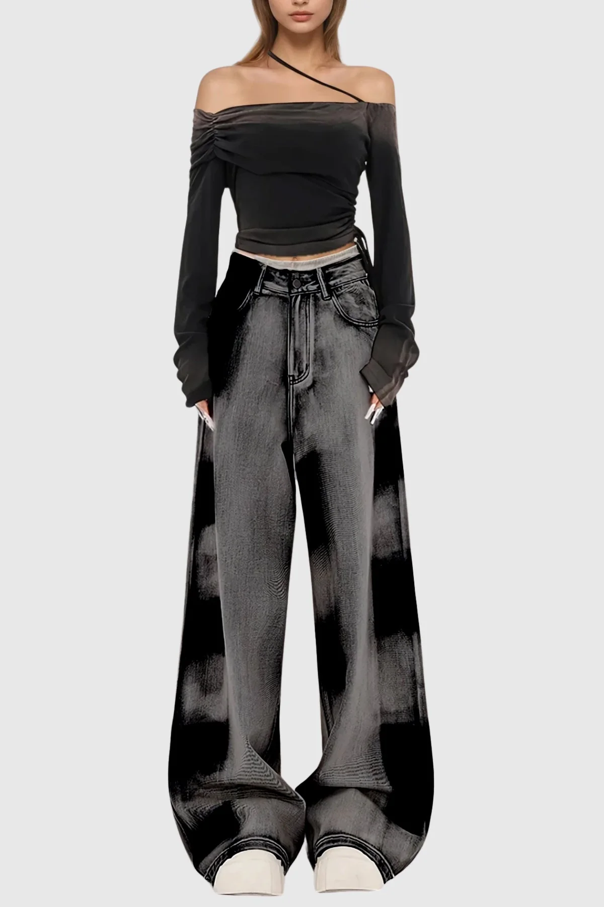 Urban Edge Tie Dye Asymmetric Jeans - Trendy Denim Style