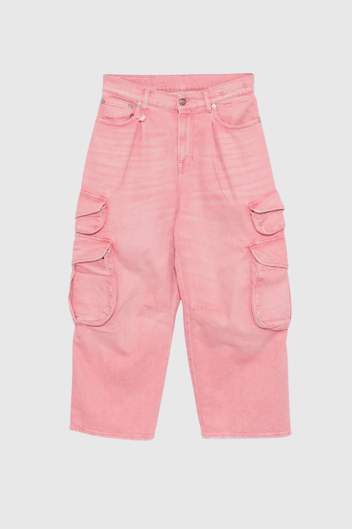 Bleached Cargo Jeans with Multiple Pockets