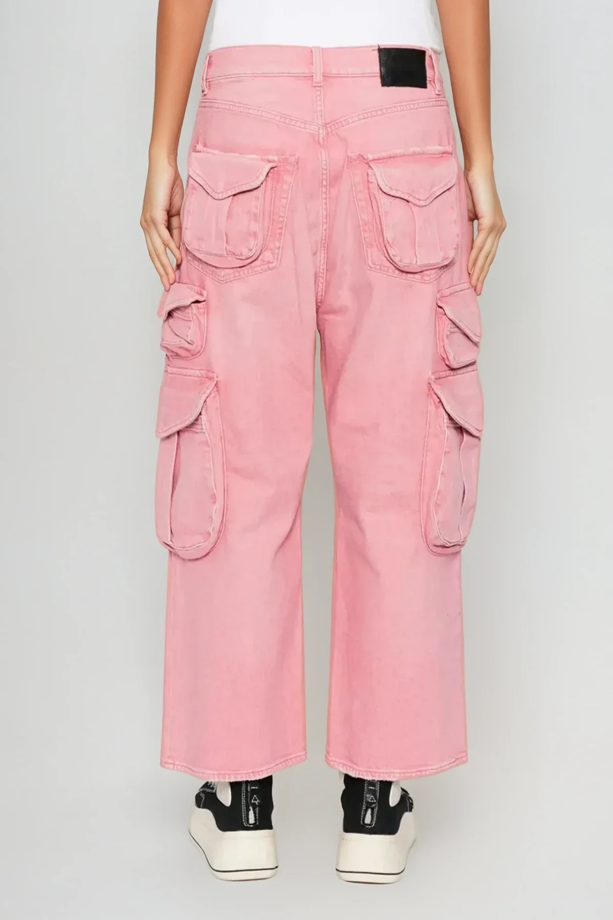 Bleached Cargo Jeans with Multiple Pockets