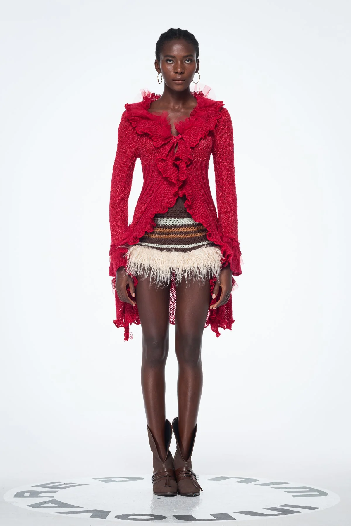 Faux Fur Knit Mini Skirt - Brown Urban Edge Style