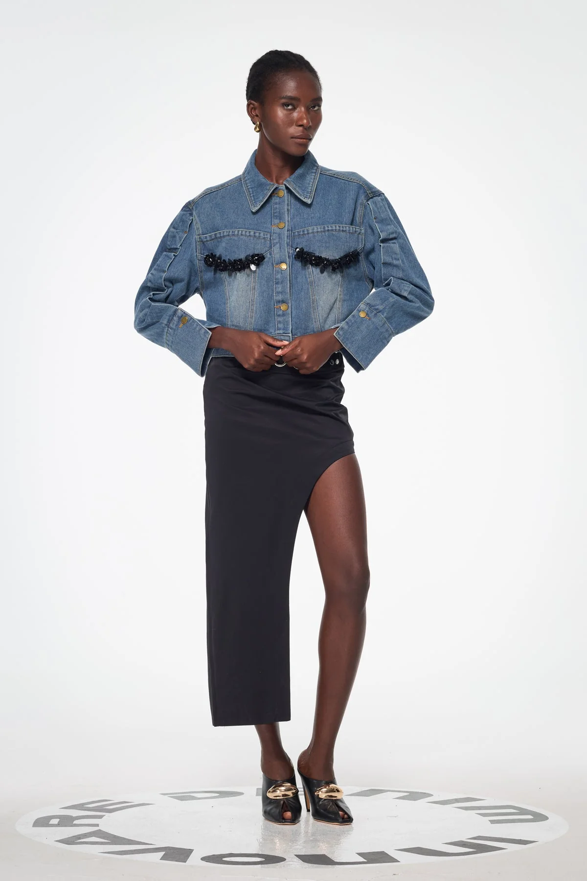 Denim Embellished Deconstructed Jacket - Urban Edge Style