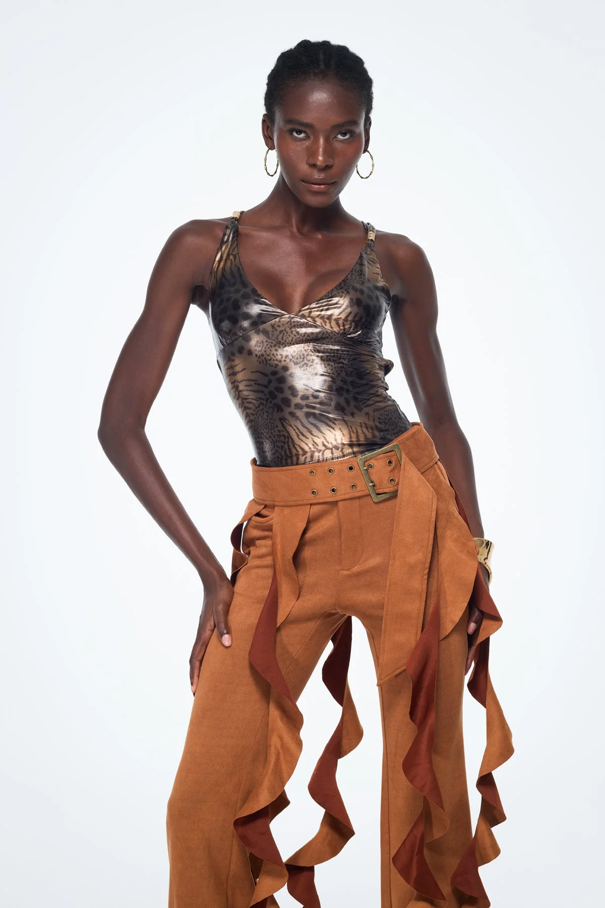 Leopard Print Backless Bodycon Top for Women