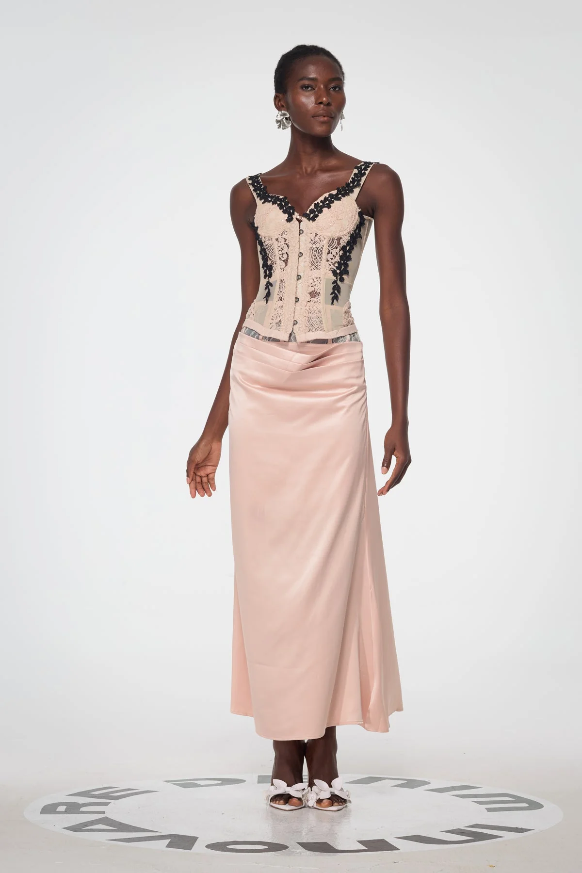 Elegant Lace Corset & Satin Skirt Set