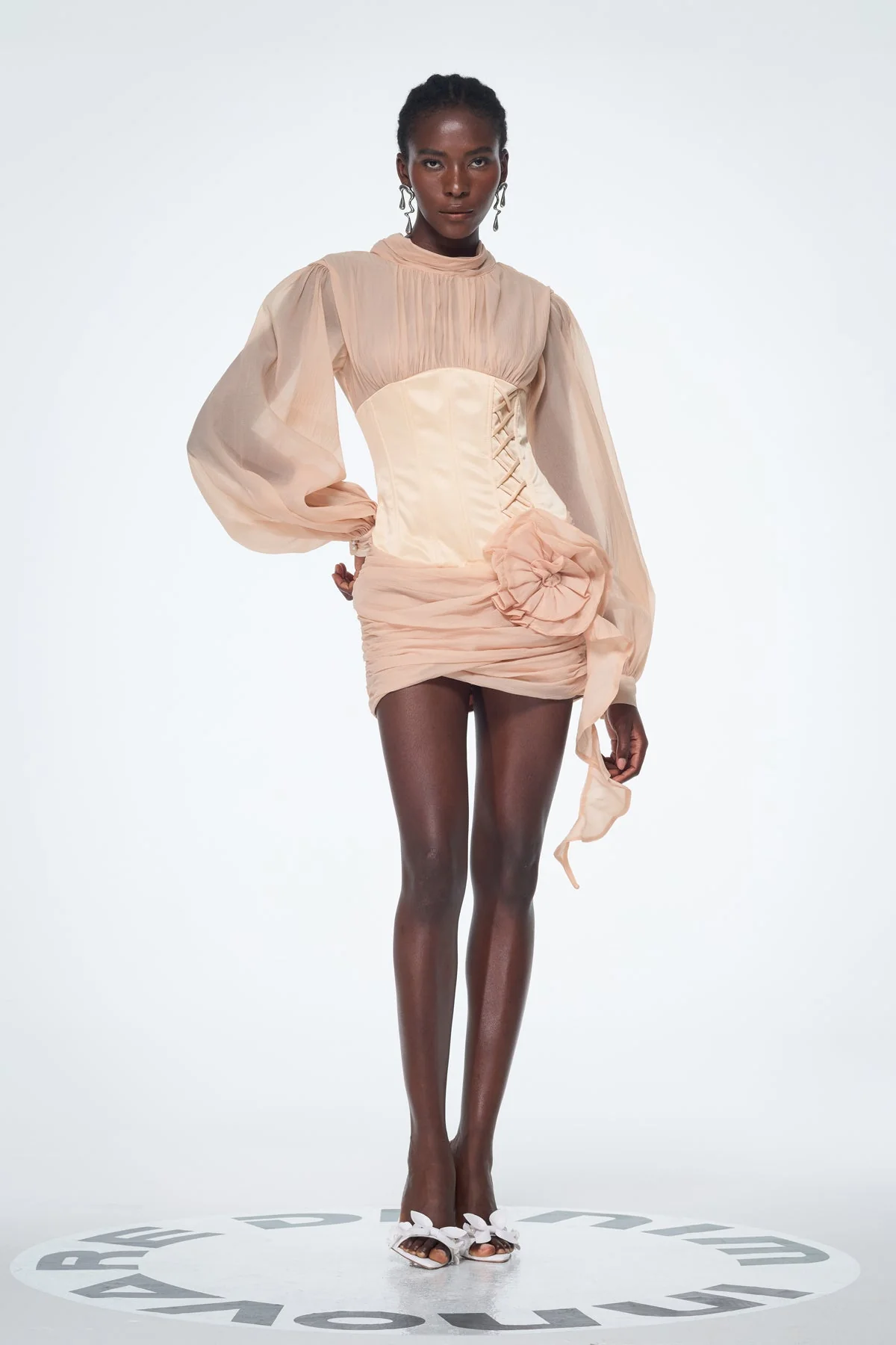 Floral Mesh Corset Ruched Mini Dress - Elegant Pink Stylish Design