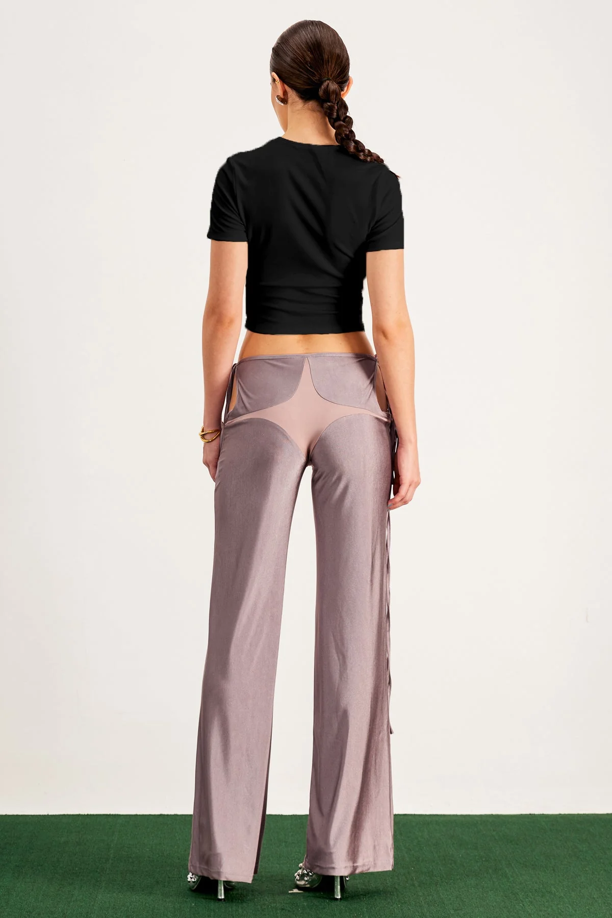 Black Zipper Bodycon T-Shirt for Women