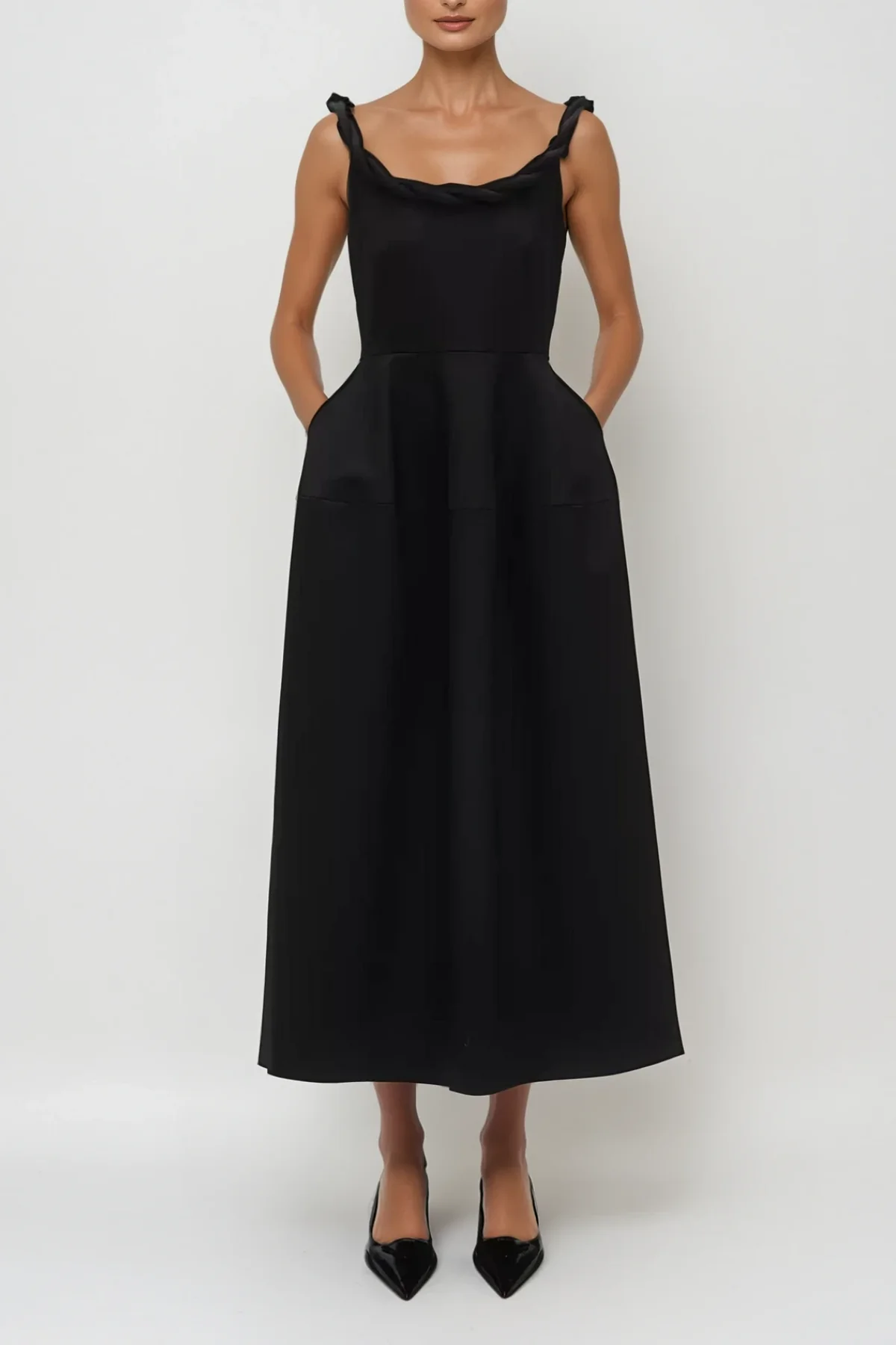 Black Twist Sleeveless Maxi Dress