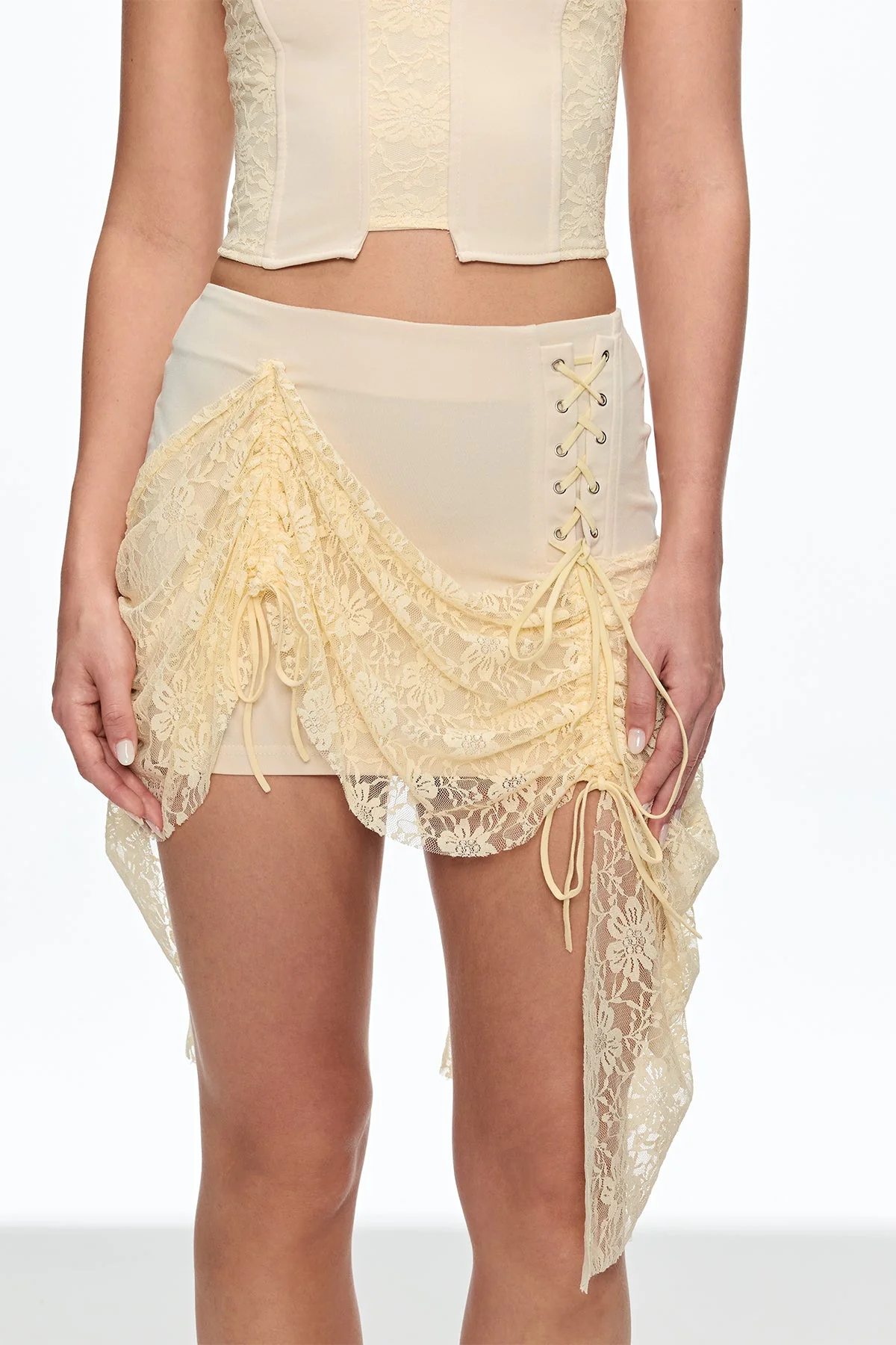 Yellow Strapless Corset Skirt Set - Stylish Night Outfit