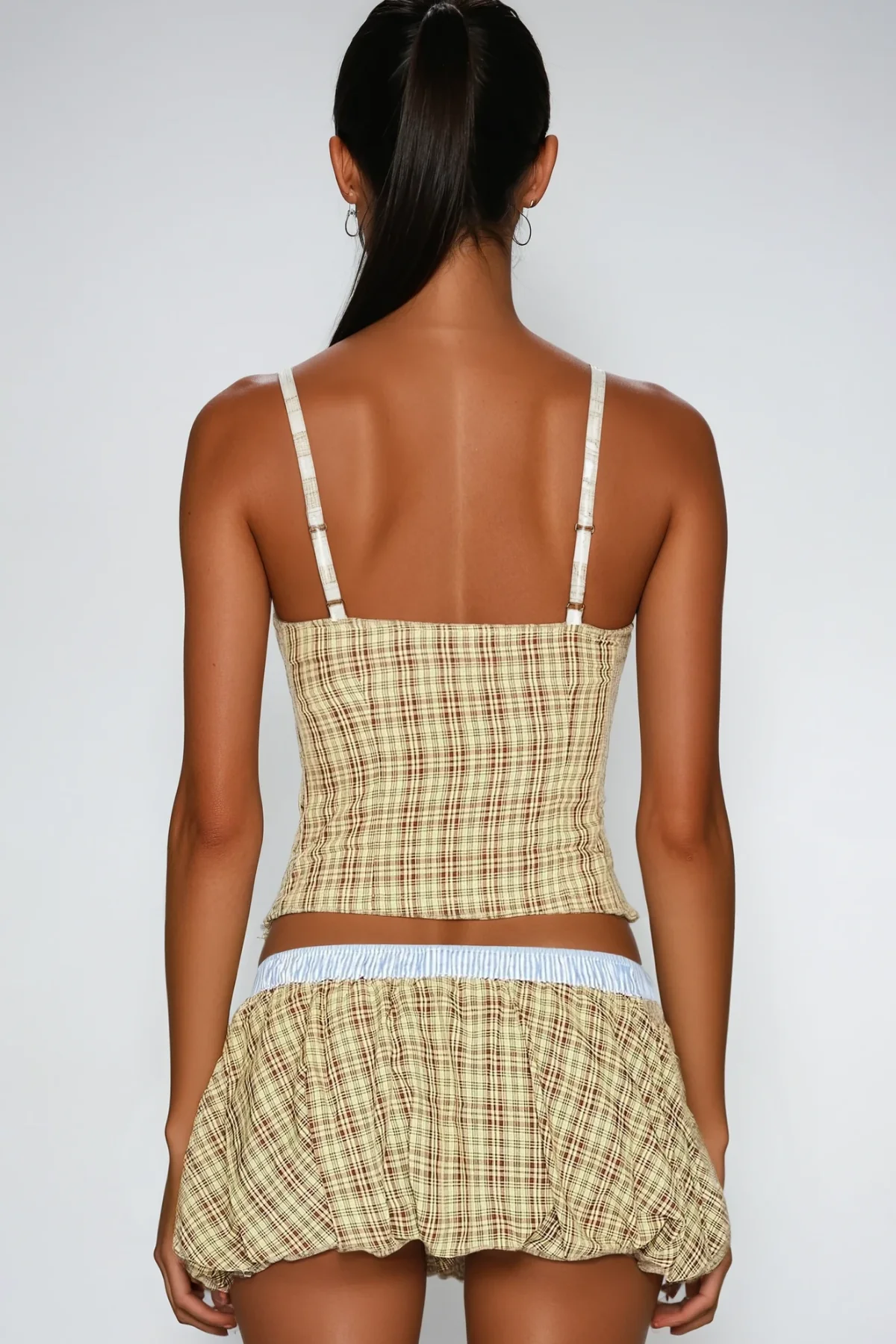 Yellow Stripe Spaghetti Skirt Set