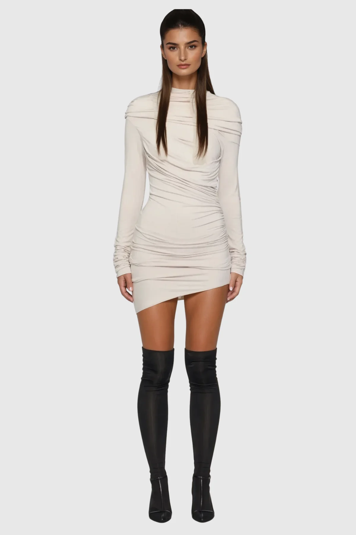 Chic Grey Asymmetric Mini Dress for Versatile Styling