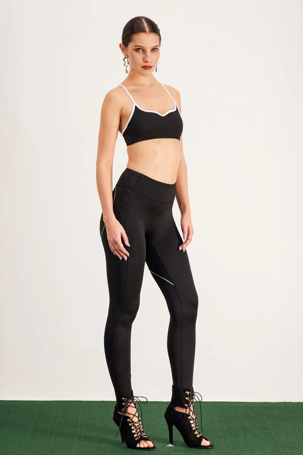 Black Cutout Bodycon Crop Pants Set