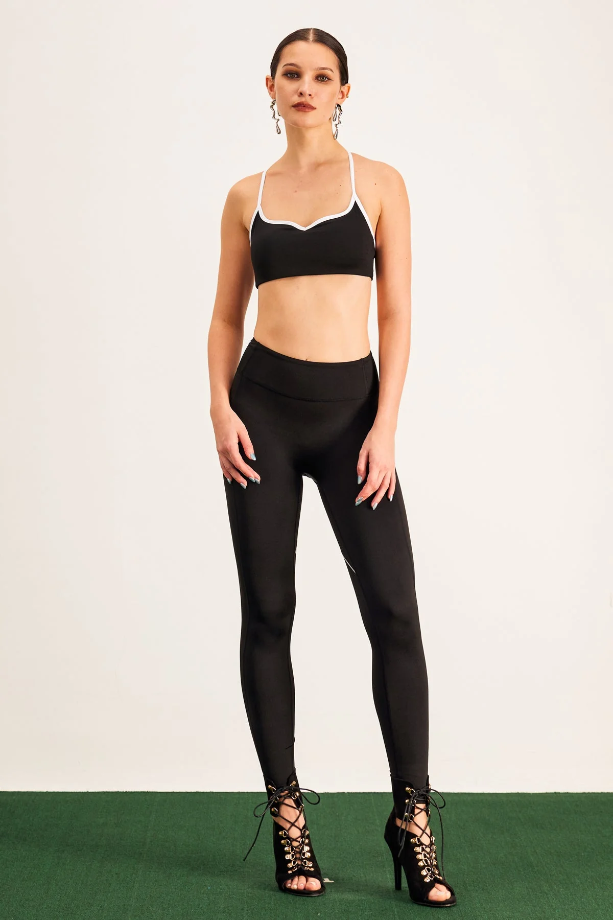 Black Cutout Bodycon Crop Pants Set